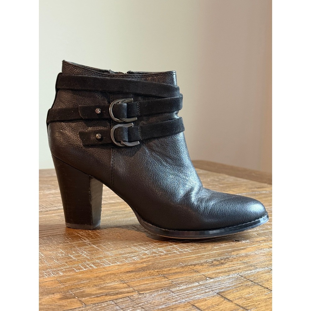 White House Black Market Black Leather Suede Bootie Witchy Ankle Boots Women's 6